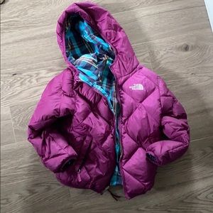 The North Face Reversible purple puffer jacket XS